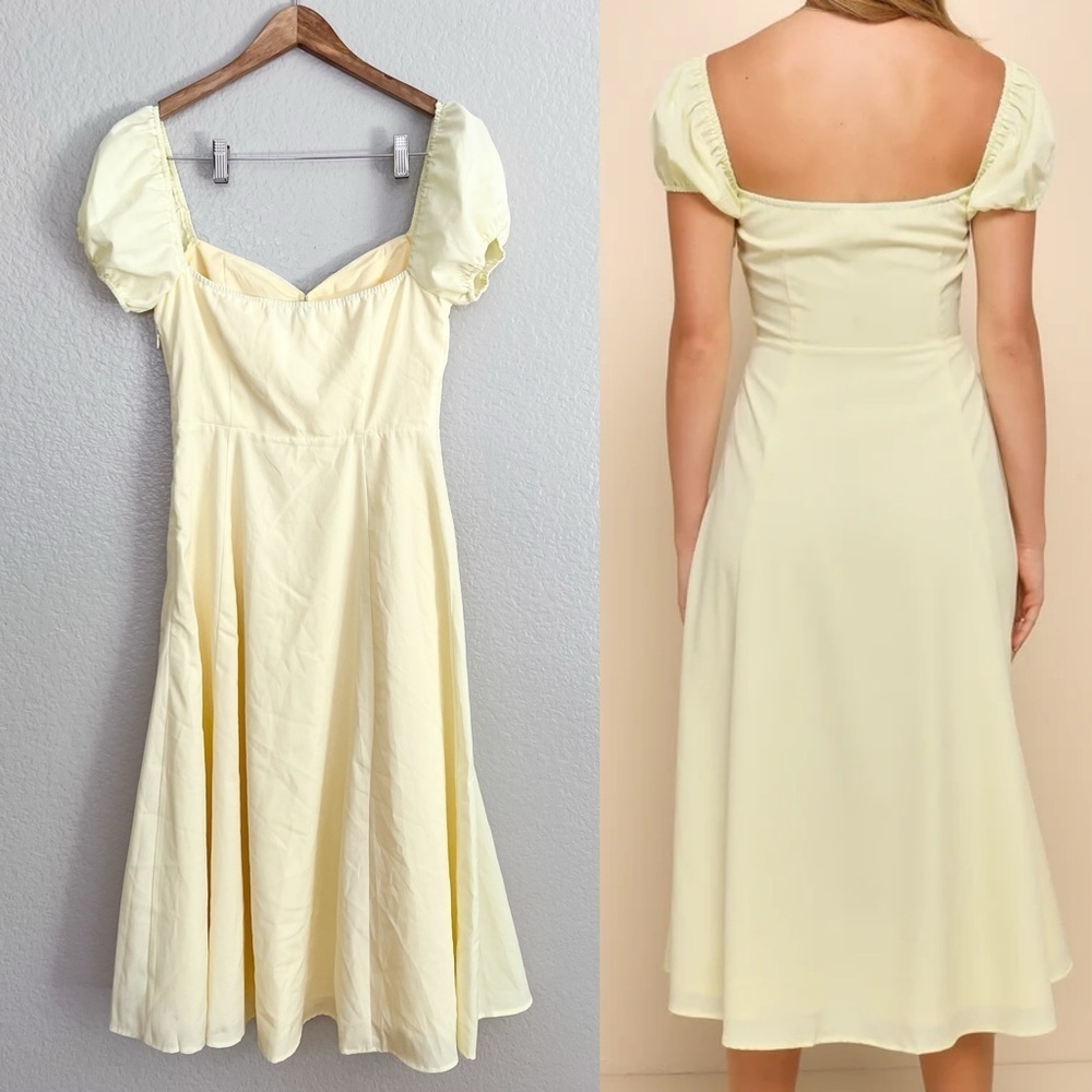 Charming Behavior Light Yellow Button-Front Midi … - image 2